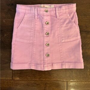 Vineyard Vines Girls Pink Button-Front Denim Skirt